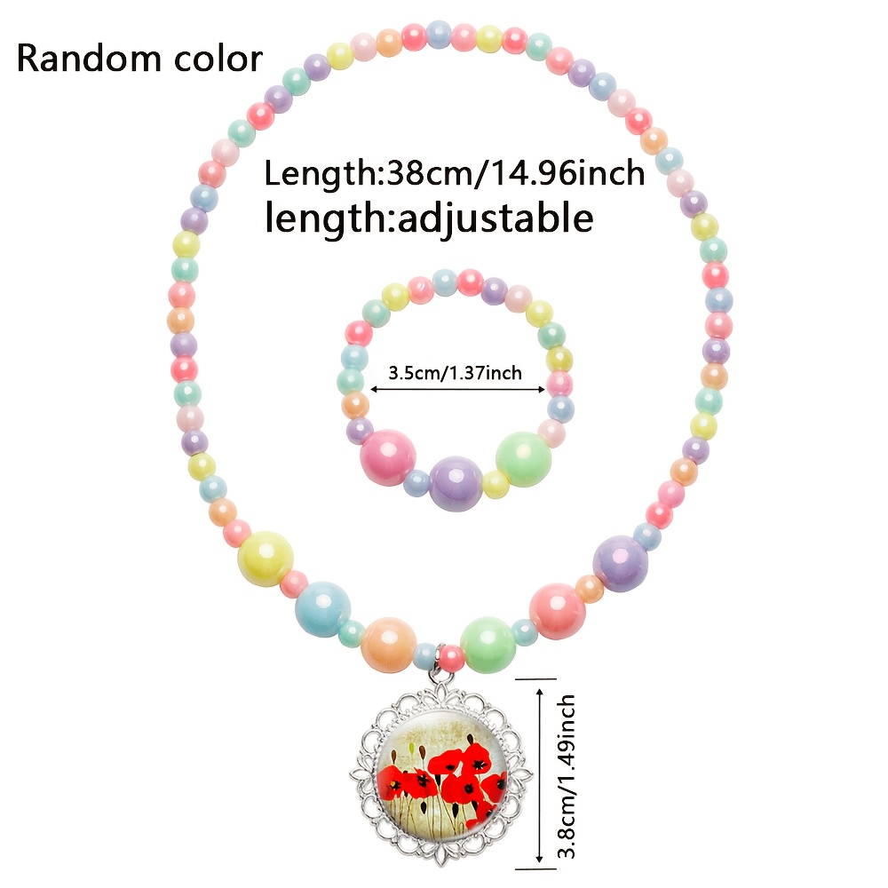 2pc Women's Red Poppy Flower Jewelry Set, Cute Design